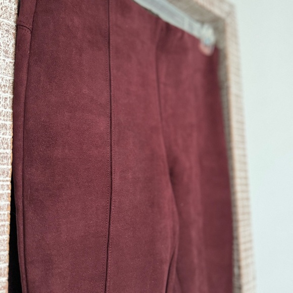 Anthropologie Faux Suede Leggings in Burgundy - Picture 2 of 6